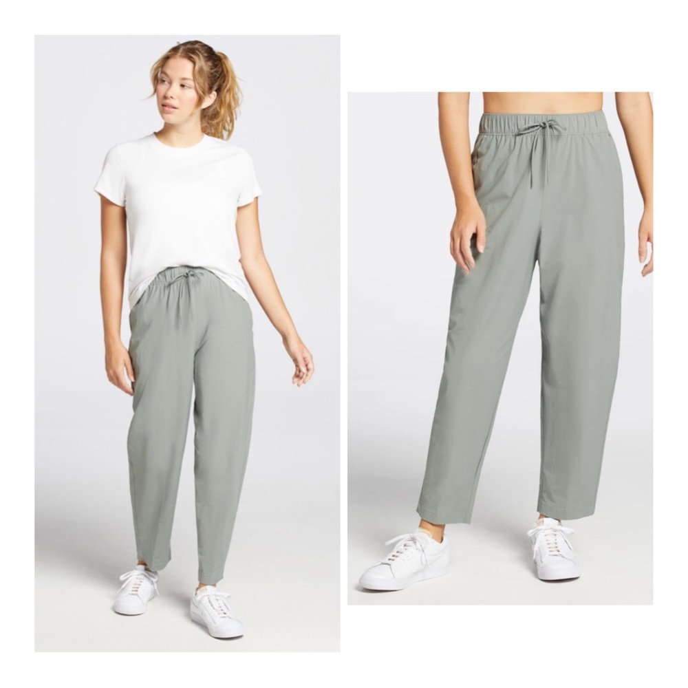 Calia Nyluxe Barrel Pants Green Womens Size M Drawstring Elastic Lightweight NWT